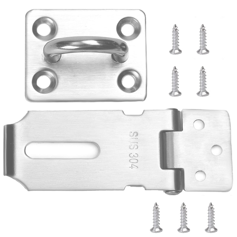 Safety Door Hasp Padlock Latch Lock,SUS 304 High-Quality Polished Brushed Surface,Hasp Lock Latch(3"/80cm) Thicken HaspLock Suitable for Doors,Sheds,Closets,Lockers(3"Hasp-Silver) 3"(Hasp Silver)
