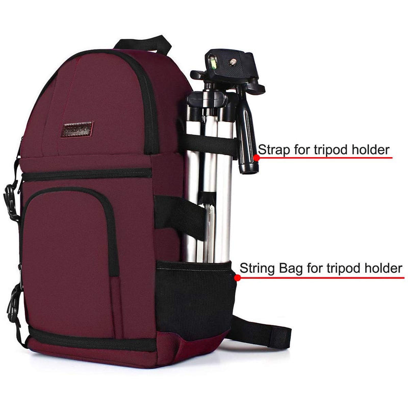 [AUSTRALIA] - MOSISO Camera Sling Bag, DSLR/SLR/Mirrorless Camera Case Shockproof Photography Camera Backpack with Tripod Holder & Removable Modular Inserts Compatible with Canon/Nikon/Sony/Fuji, Wine Red 