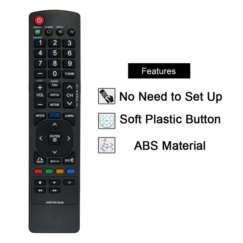 LuckyStar Replacement Lost Remote Control For LG AKB72915239, Compatible with LCD LED HD 3D TV 22LV2500 22lv2500ua 22lv2500ug 26LV2500 26lv2500ua 32LK330 32LK450 32LV2500 32LV350