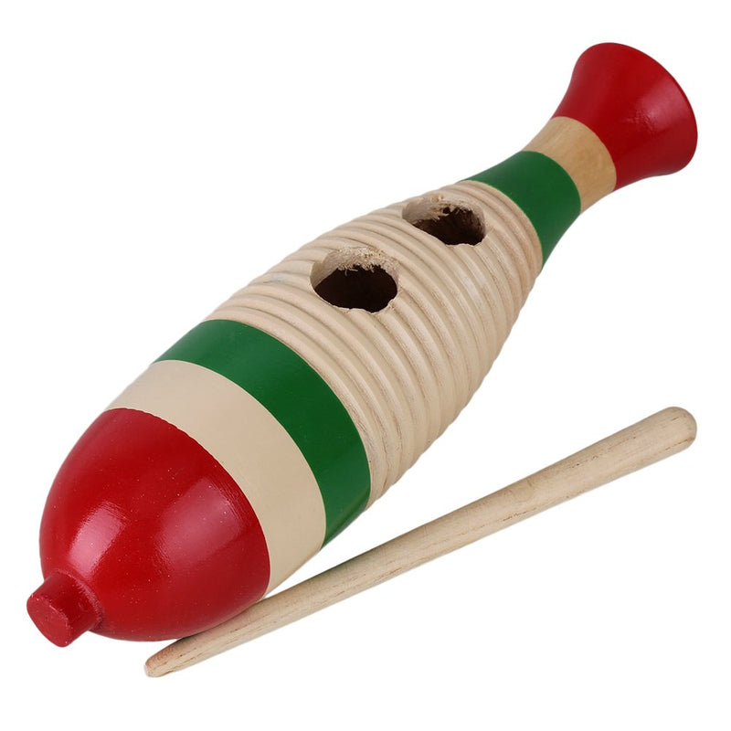 BQLZR Wooden Fish Shape Guiro Percussion Instrument with Scraper Kindergarten Early Learning Wooden Guiro