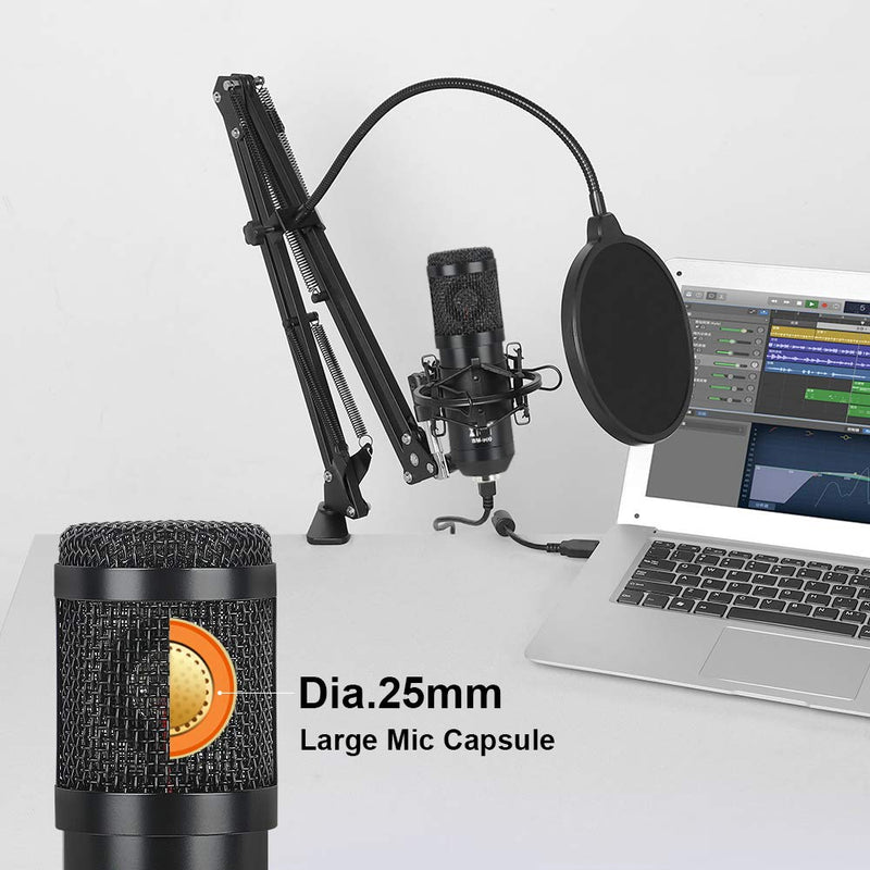 XTUGA BM900 USB PC Condenser Microphone Kit With Adjustable Scissor Arm Stand Shock Mount Condenser Mic for Studio Recording,YouTube