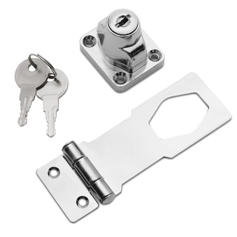 Augiimor 2PCS 3 Inch Keyed Hasp Locks, Keyed Different Twist Knob Keyed Locking Hasp, Stainless Steel Catch Latch Safety Lock for Cabinets, Door