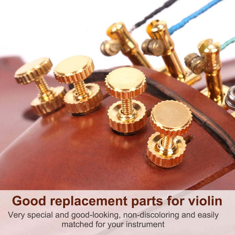 Violin Fine Tuners, String Fine Adjuster Tuners Musical Instrument accessory for 3/4 4/4 Violin (Gold) (4Pcs)