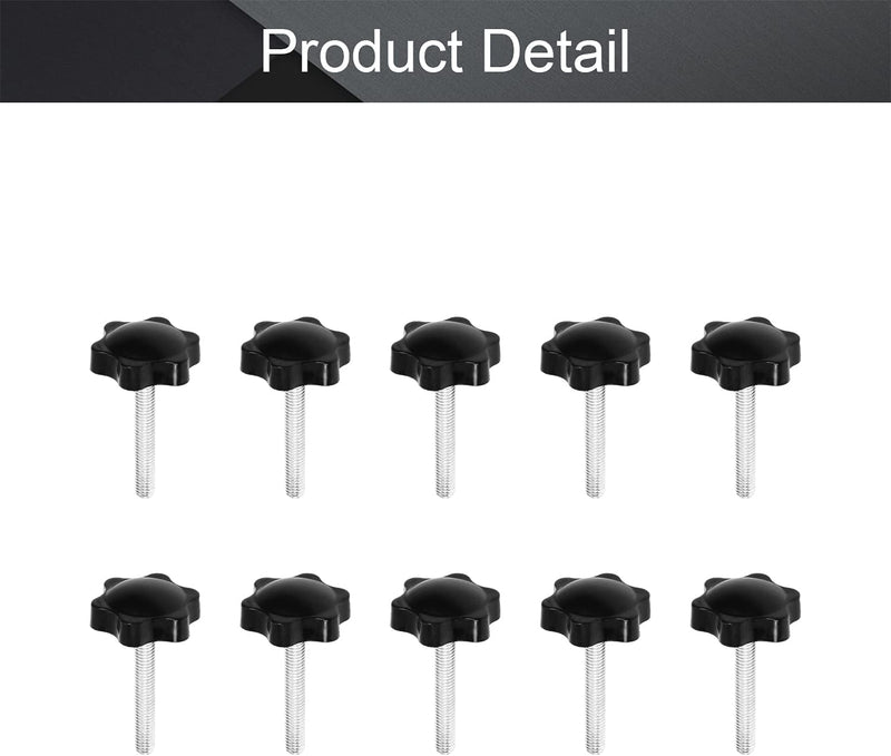 Auniwaig Clamping Handles, Screw Knobs Handgrips, Threaded Steel Revolving Handle Grip, Revolving Handwheel Machine Handle, for Milling Machine Lathe, M6x40mm 10PCS