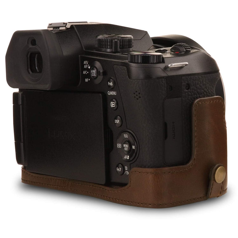 MegaGear Ever Ready Leather Camera Case Compatible with Leica V-Lux 5, Panasonic Lumix DC-FZ1000 II Dark Brown