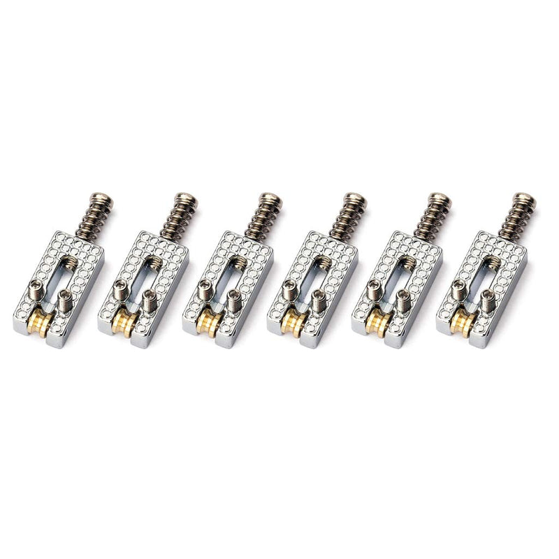 Alnicov 6 Pcs Roller Bridge Saddles Replacement Tremole Saddles for Electric Guitar（Chrome）