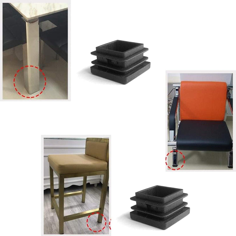YouU 20 Pcs Square Plastic Plug Black Furniture Chair Leg Foot Cover Cap Tubing Inserts End Cap (30x30mm/1.18''x1.18''),Black