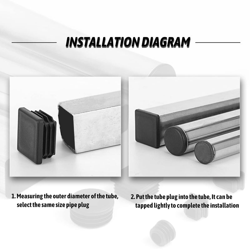 MroMax 24PCS 60mm/2.36" Dia Plastic Tubing Plug Round Post End Caps for Handrail Stair Newel Guardrail Tube Black Dia 60mm