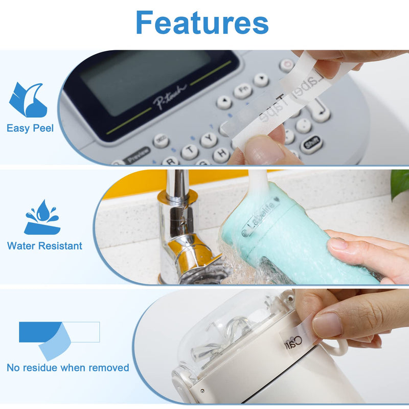 Labelife Compatible M-K131 Clear Tape Replace for Brother P Touch M Tape Clear 12mm 0.47'' M-K131s M131 MK131 Work with Brother Ptouch PT-M95 PT-65 PT-90 PT70BM PT-45 Label Maker Refills,4-Pack Black on Clear