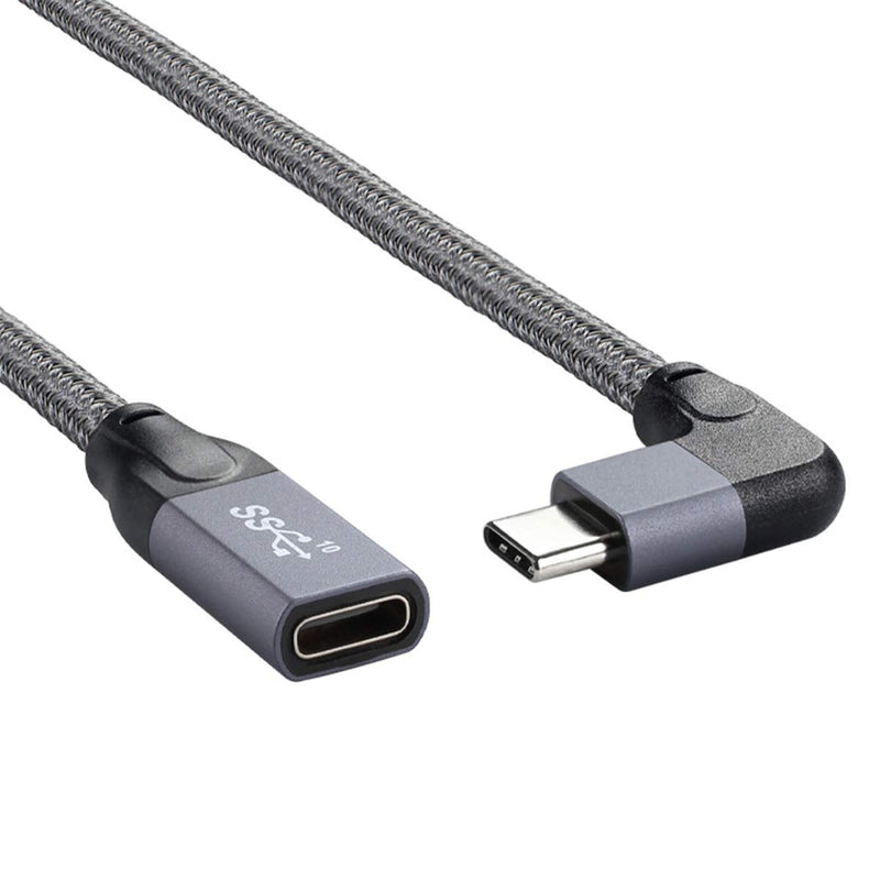Xiwai Left Right Angled USB-C USB 3.1 Type C Male to Female Extension Data Cable with Sleeve for Laptop