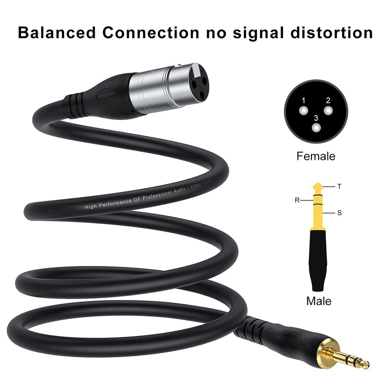 NUOSIYA Unbalanced 3.5mm TRS Jack to XLR Female Microphone Interconnect Cable TRS Audio Stereo Cable (2M/6Ft) 2M 3.5-XLR F-T1