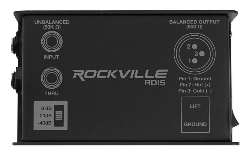 [AUSTRALIA] - Rockville RDI5 DI Box Converts Guitar/Instrument Signal to Balanced Line Level 