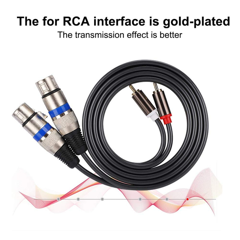 Dual for RCA Male to Dual XLR Female Audio Adapter Cable Patch Cord Double-row PVC Wire for Audio Connections from Microphone Mixers, Headphone Amplifiers, and other Equipment.