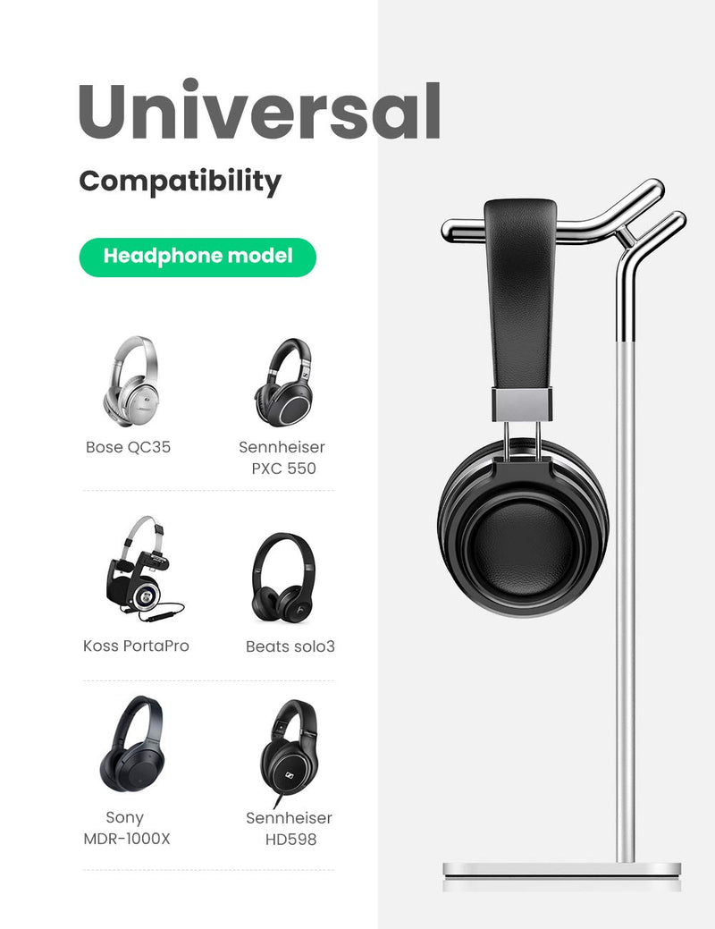 UGREEN Headphone Stand Aluminum Gaming Headset Holder Earphone Hanger Compatible for Sennheiser PXC 550 Sony MDR-1000X Bose QC35 Beats solo3 AKG K612 Audio-Technica