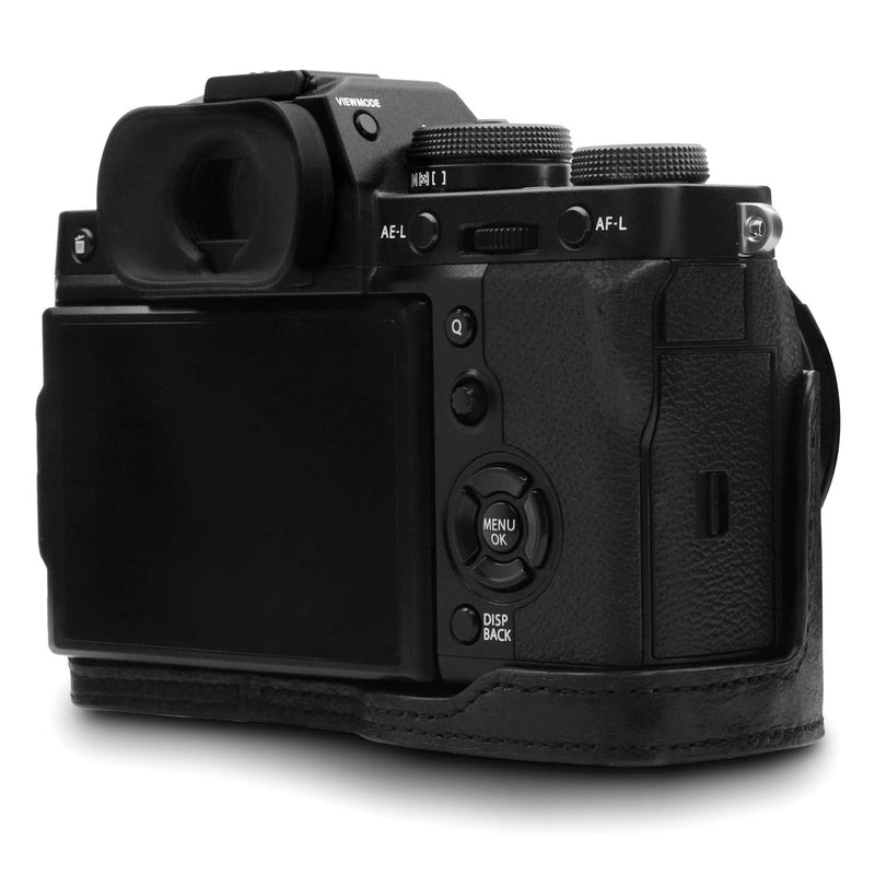 MegaGear MG1550 Ever Ready Genuine Leather Camera Case for Fujifilm X-T3 (XF23mm - XF56mm & 18-55mm Lens) - Black Compact