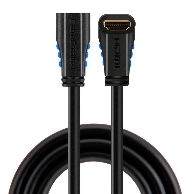 HDMI 2.0 Extension Cable, CableCreation [2PCS] 6 Feet Upward Angle HDMI 2.0 Male to Female Cable + 6 Feet Downward Angle HDMI 2.0 Male to Female Cable, 4K Ultra HD, Black 6 Feet-2Pack