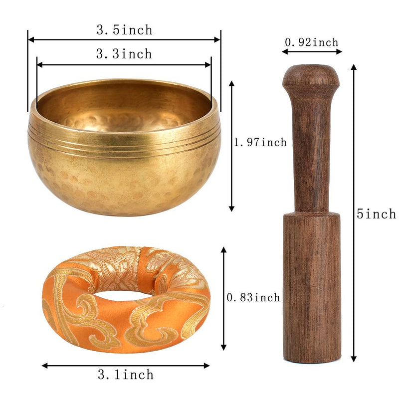 HOKPA Tibetan Singing Bowl Set, Meditation Bowl Handcrafted for Yoga Room Living Room with Gold Silk Pouch