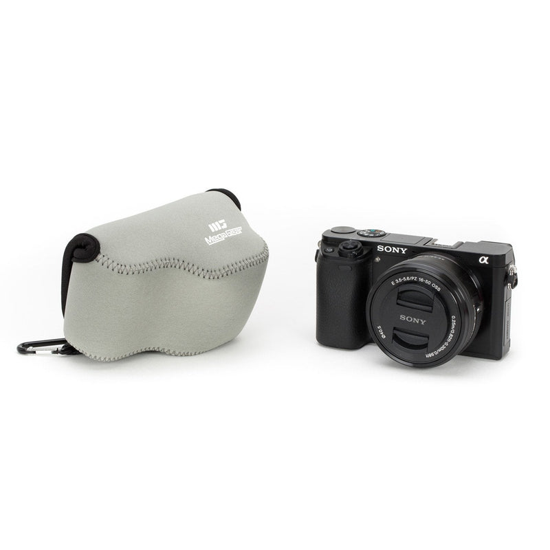 MegaGear ''Ultra Light'' Neoprene Camera Case Bag with Carabiner for SONY NEX5, NEX5N, NEX5R with 16-50 LENS (Gray) Gray