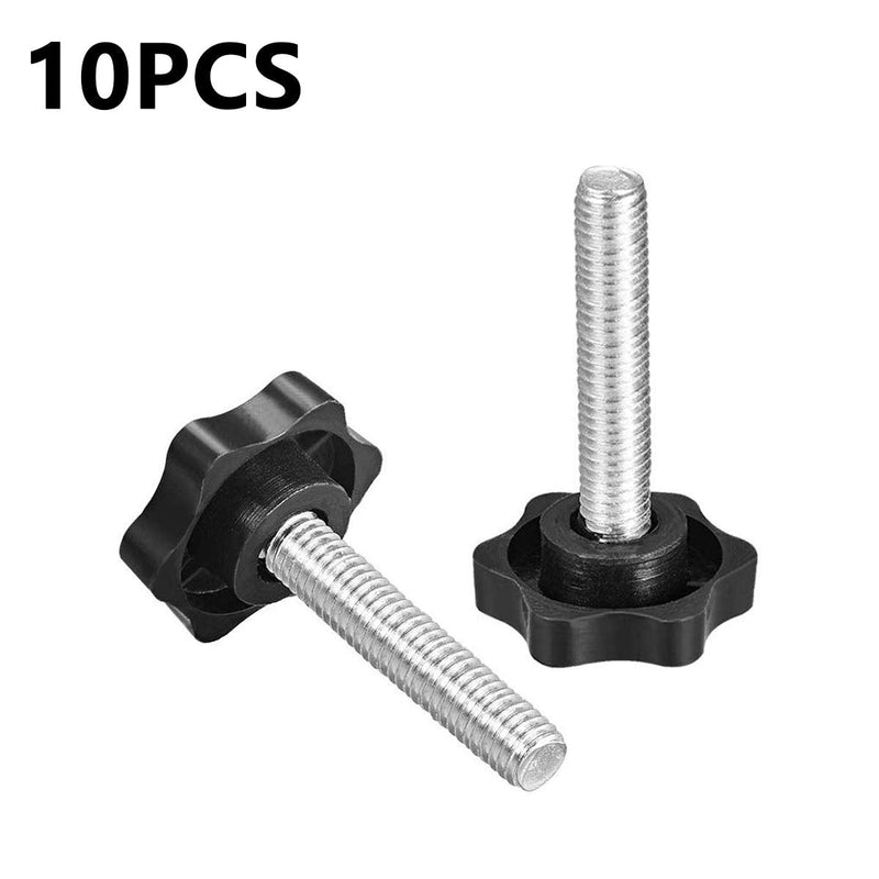 10 Pcs Plastic Hex Clamping Hand Knob Gripandles Screw Knobs Quick Removal Handgrips Star Knob Male Thread（M8-1.25x40mm） M8x40