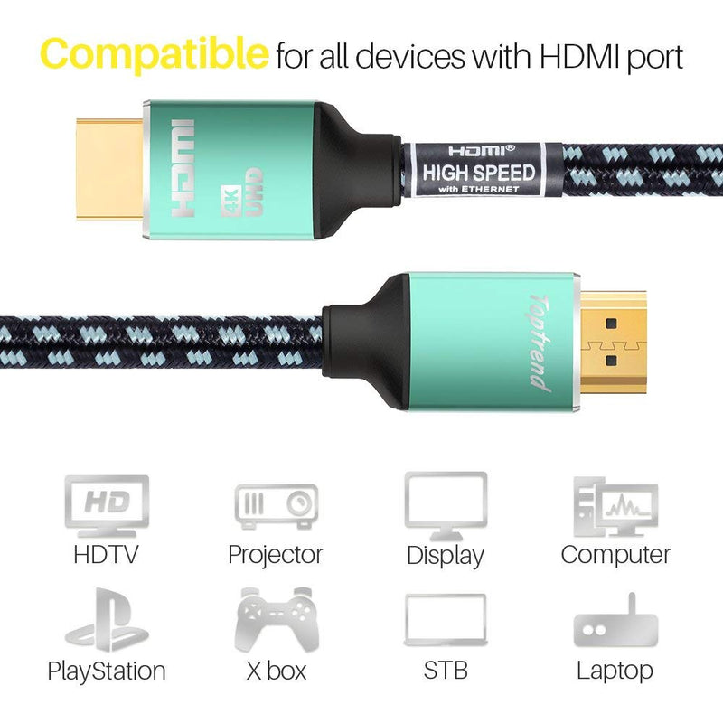 4K HDMI Cable 6ft-HDMI 2.0 Cord Supports 1080p, 3D, 2160p, 4K UHD, HDR-CL3 for in-Wall installation-28AWG Silver Plated Copper for HDTV, Xbox, Blue-ray Player, PS3, PS4, PC