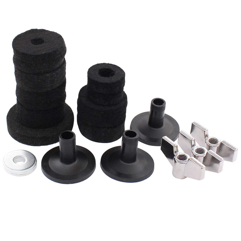 XtremeAmazing Cymbal Felts Hi-Hat Clutch Felt Hi Hat Cup Stand Sleeves with Base Wing Nuts and Washer for Drum Set of 18