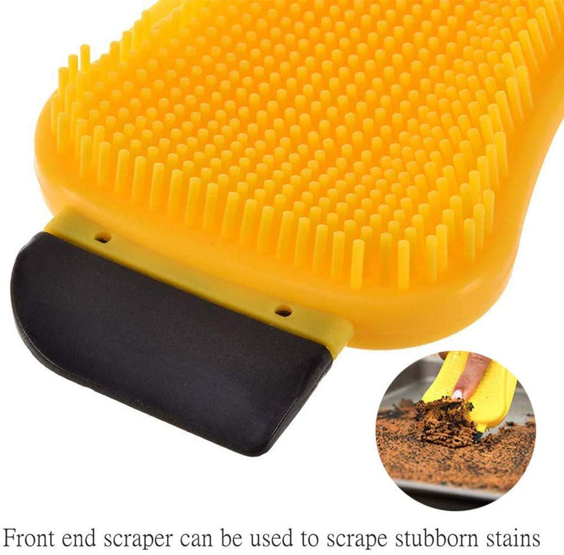 [AUSTRALIA] - 2PCS Silicone Sponge Multi-Purpose 3 in 1 Household Dish Scrubber Dish Brush 2pcs-yellow 