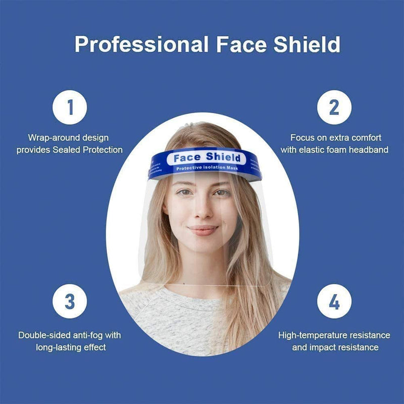 2 Pack All-Round Protection Hat with Clear Wide Visor Lightweight Transparent Shield with Adjustable Elastic Band