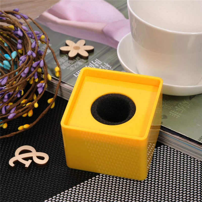 Aysekone Portable Yellow ABS Injection Molding Square Cube Shaped Interview Mic Microphone Logo Flag Station