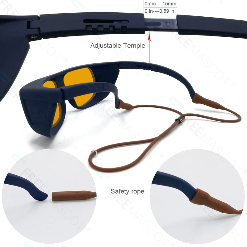 FreeMascot Professional OD 6+ 190nm-490nm Wavelength Violet / Blue Laser Safety Glasses for 405nm, 445nm, 450nm,473nm Laser (Frame Style 5)