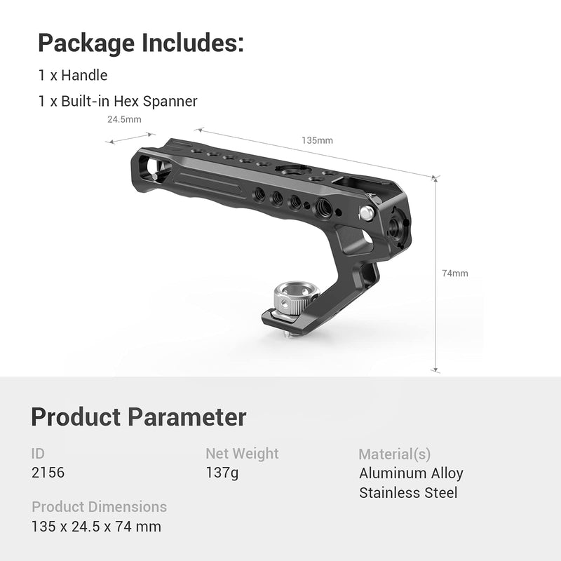 SmallRig Ergonomic Handle with Locating Holes for ARRI, Anti-Off Designed Cold Shoe Adapter - 2165