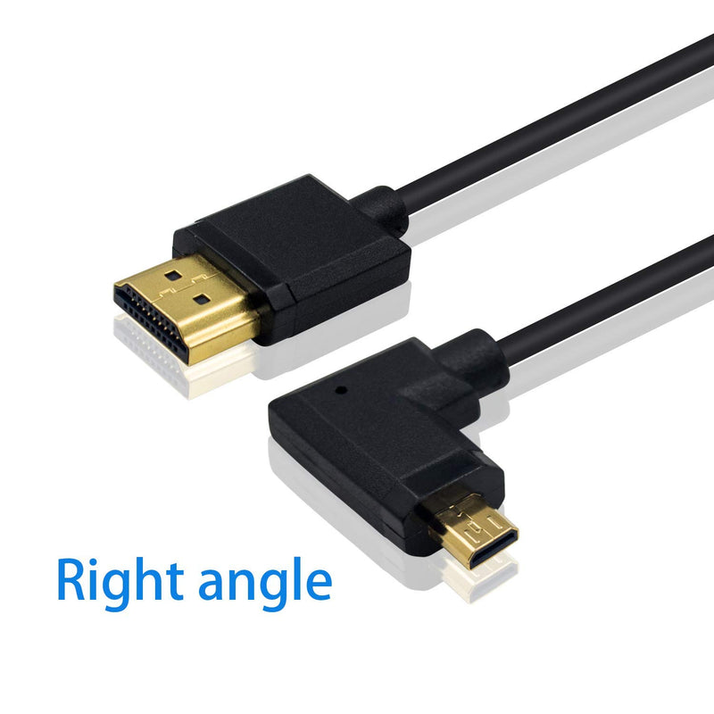 Duttek Micro HDMI to Standard HDMI Cable, Micro HDMI to HDMI Adapter Cable, Extreme Thin Right Angled Micro HDMI Male to HDMI Male Cable for 1080P, 4K, UltraHD, 3D, Ethernet (6 inch/ 15cm) Right Angled 15cm
