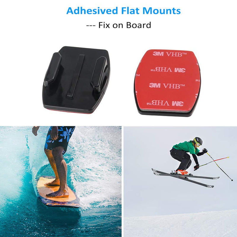 [AUSTRALIA] - Woleyi Action Camera Accessories, Adhesived Curved & Flat Mounts with Buckle, 1/4 Screw Thread with Thumb Screw, Compatible with Gopro Mounts and All Cameras 