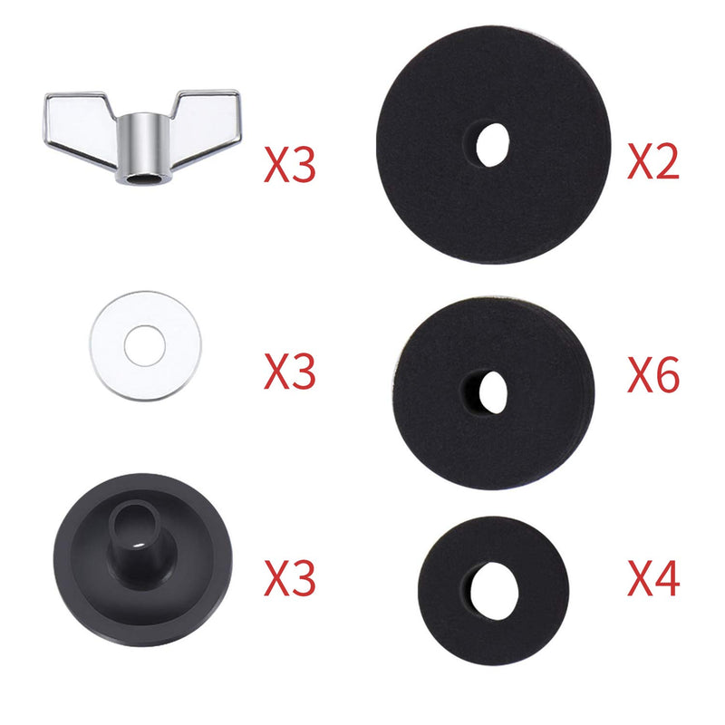 Cymbal Replacement Accessories 21 Pieces,Cymbal Stand Sleeves,Cymbal Felts with Cymbal Washer and Base Wing Nuts for Drum Set