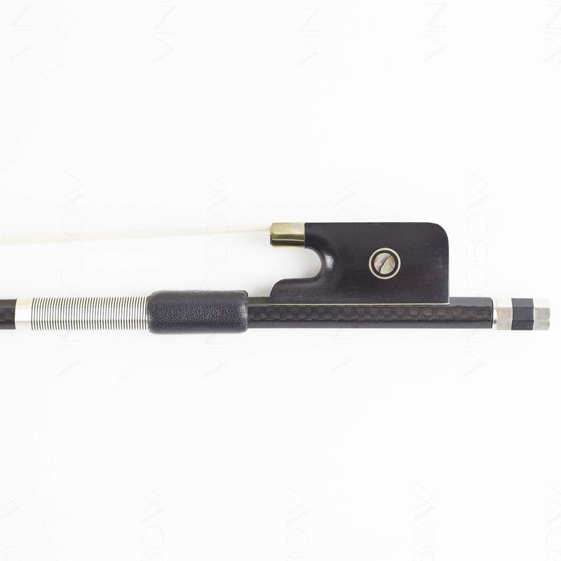 Textured Carbon Fiber Cello Bow 4/4 Size VINGOBOW 110C Advanced Level Full 71.5cm Ebony Frog Nickel Mount Well Balanced Light Weight Natural Horse Hair Sweet Warm Sound Straight Stick Smooth Screw