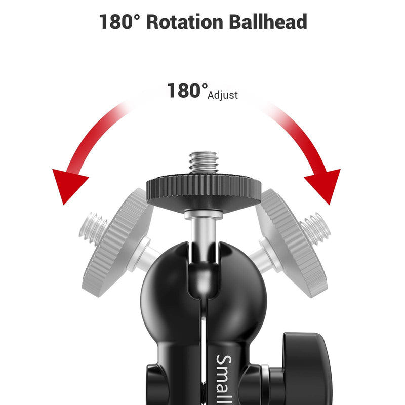 SMALLRIG Cool Ballhead Multi-Function Double Ballhead with Shoe Mount & 1/4" Screw for Monitors Led Light - 1135