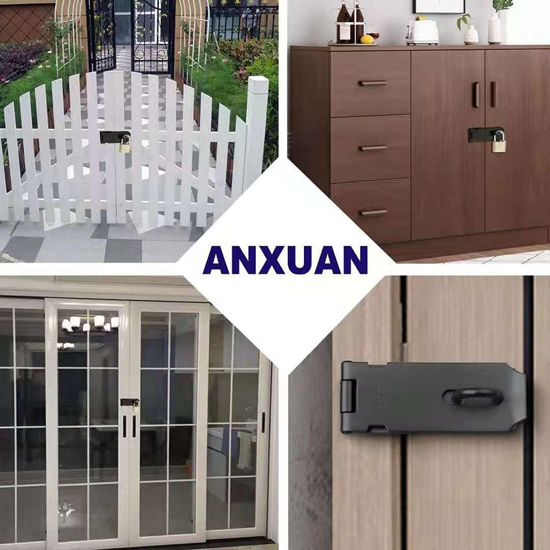 Axuansor Padlock Hasp Latch Locks 3 Inch Stainless Steel Door Lock Hasp Latch Matte Black Gate Hasp for Door Shed Gate Cabinet with Screws 2 PCS
