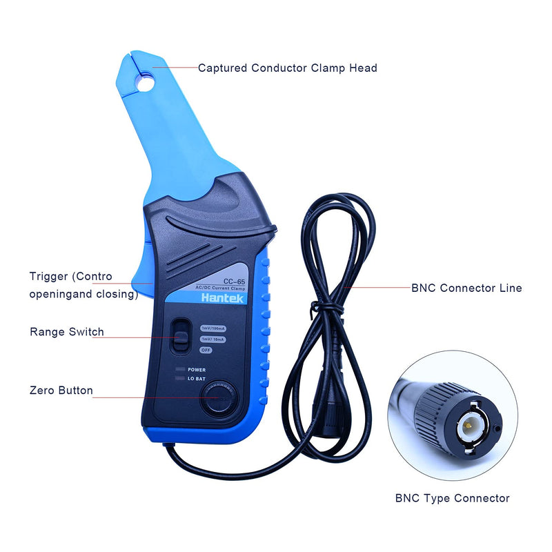 [AUSTRALIA] - Hantek AC/DC Current Clamp for oscilloscope 20KHz Bandwidth 1mV/10mA 65A with BNC Plug (CC-65) 