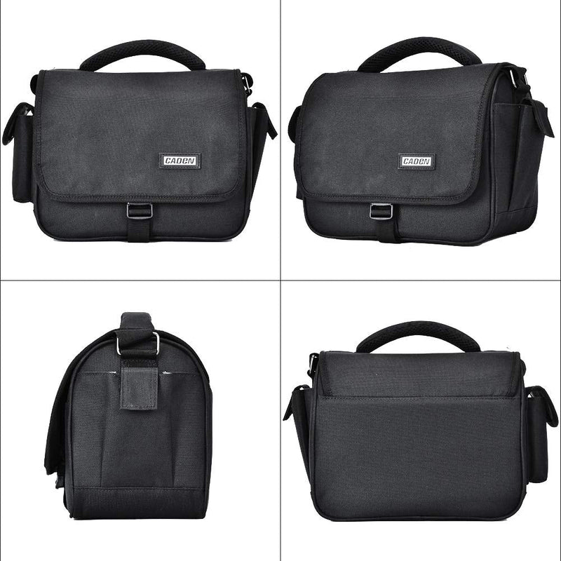 CADeN Camera Bag Case Shoulder Crossbody Bag Compatible for Nikon, Canon, Sony, DSLR SLR Mirrorless Cameras and Lenses (1.0 Black, Mdeium) 1.0 Black
