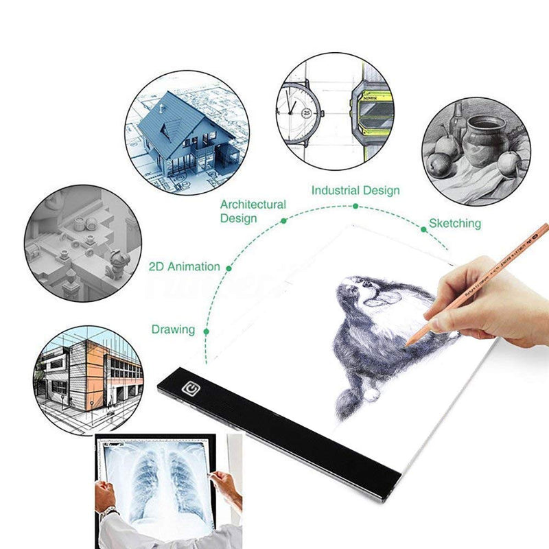 A4 Ultra-thin Tracing Light Board, IKYE Portable LED Light Box Tracer Dimmable Brightness LED Artcraft Tracing Light Box Light Pad for Artists Drawing Sketching Animation Stencilling X-ray Viewing