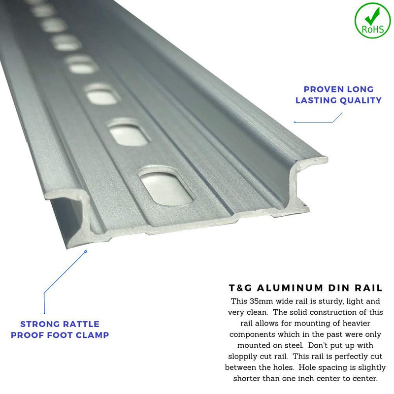 T&G 10 Pieces DIN Rail Slotted Aluminum RoHS 8" Inches Long 35mm Wide 7.5mm High