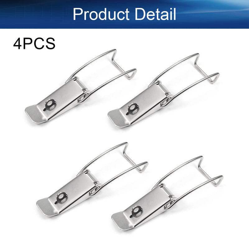Yinpecly DK020 201 Stainless Steel Spring Loaded Toggle Latch Hasp Hardware Fitting Spring Loaded Locks Hasps for Cabinets Case Box Trunk Catches, 4.67 inch Length Silver Tone with Lock Hole 4Pcs 4pcs 118.5mm no hook