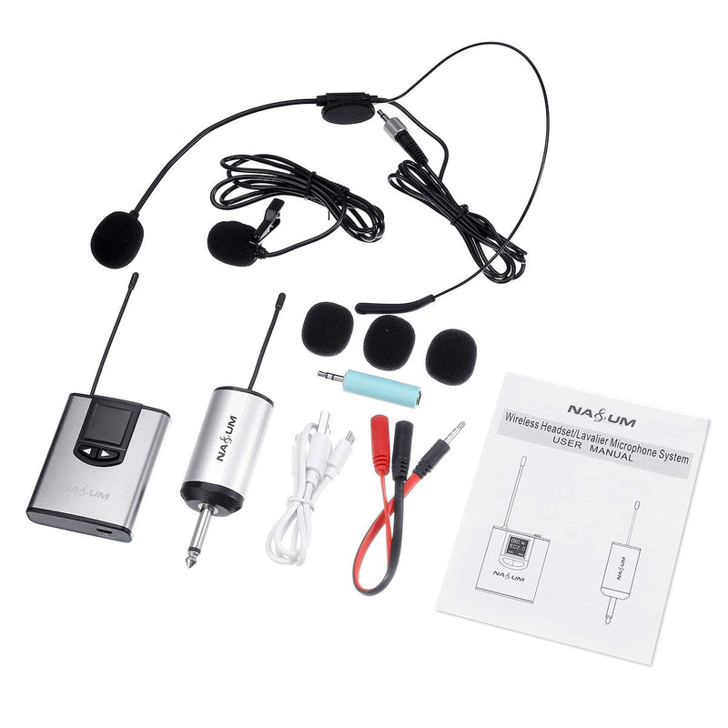 [AUSTRALIA] - Wireless Headset Lavalier Microphone System NASUM Wireless Lapel Mic with Bodypack Transmitter for iPhone, DSLR Camera, YouTube, Podcast, Vlog, Church, Interview, Teaching, PA Speaker, Video Recording 