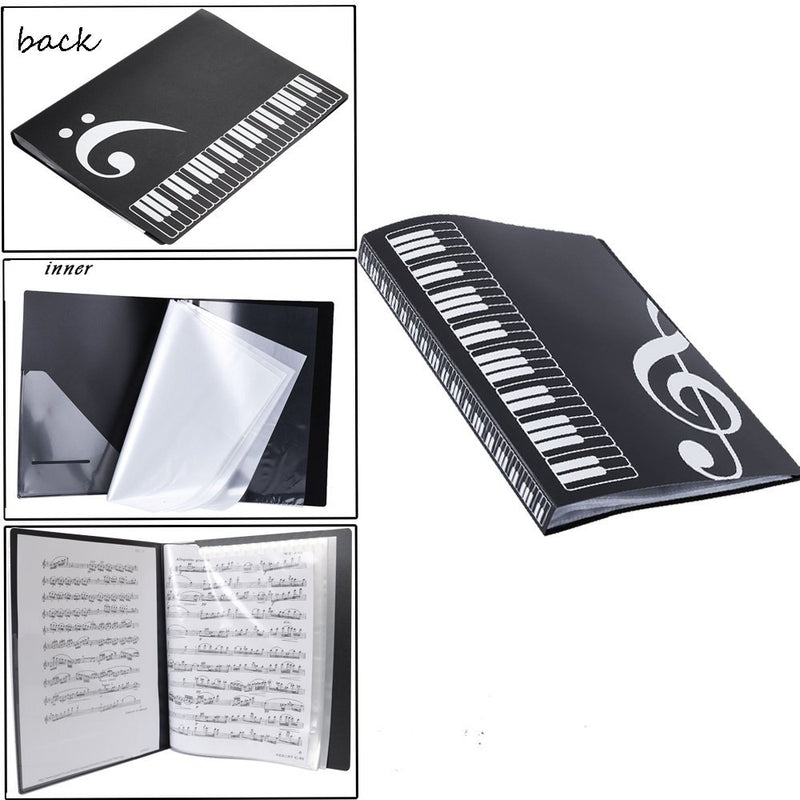 WOGOD Music Sheet File Paper Documents Storage Folder Holder Plastic.A4 Size,40 Pockets (Black) Black