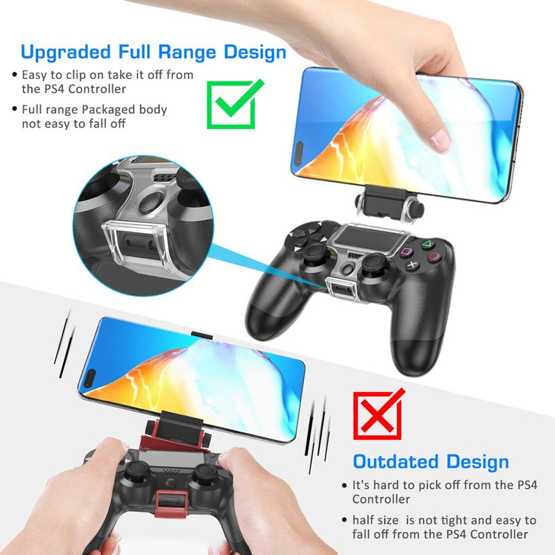 OIVO PS4 Controller Phone Clip Mount for Rmote Play, Mobile Gaming Clamp Bracket Phone Holder with Adjustable Stand Compatible with Dualshock 4 /PS4 Slim/PS4 Pro Controllers