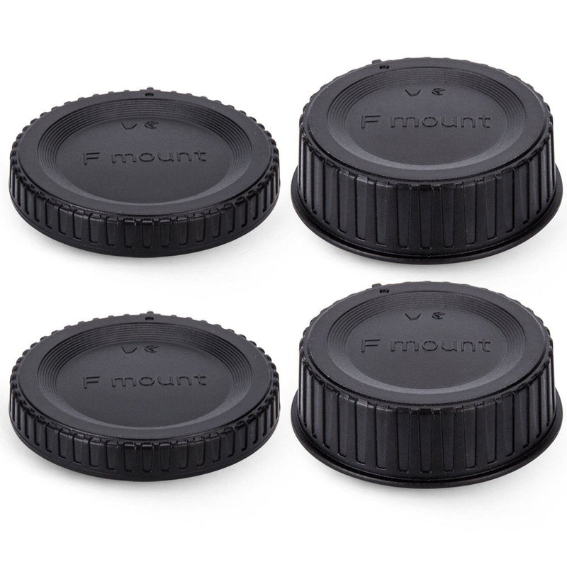 2 Pack F Mount Body Cap Cover & Rear Lens Cap for Nikon D3500 D3400 D3300 D3200 D5000 D5100 D5200 D5300 D5500 D5600 D7000 D7100 D7200 D7500 D850 D800 D810 D780 D750 D610 D500 D600 D5 D4 D3 and More For Nikon F Mount