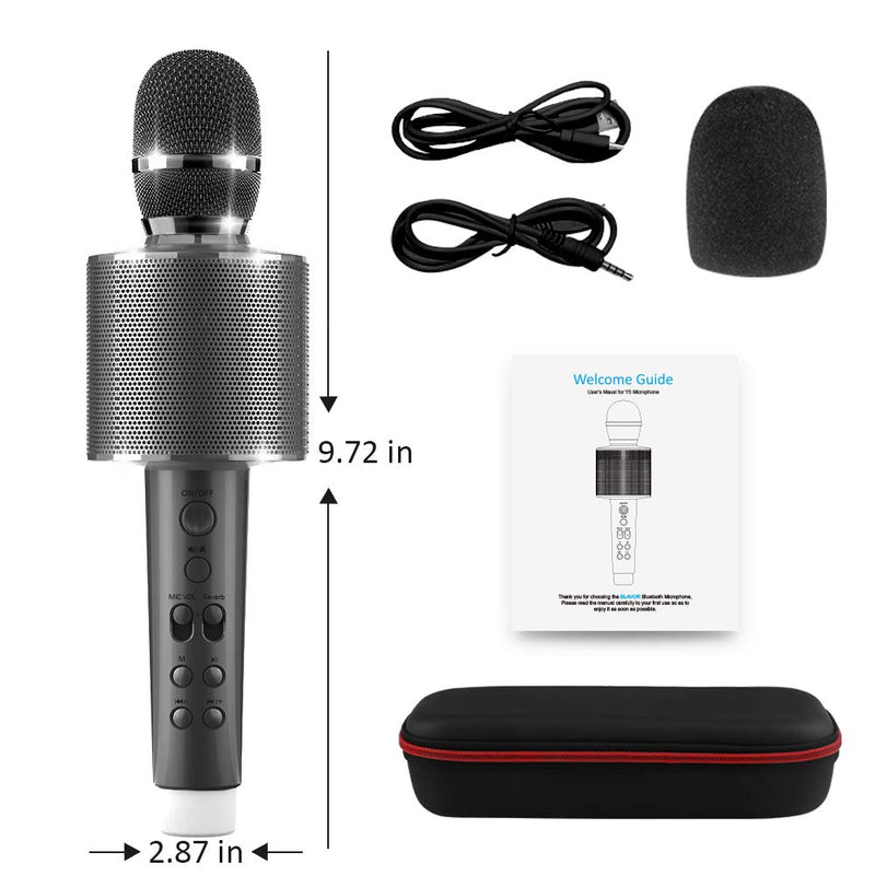 [AUSTRALIA] - BLAVOR Bluetooth Karaoke Microphone Wireless for Kids Adults, Magic Sing Portable Handheld Speaker Machine with LED Lights Home Party Birthday Toys for 4 5 6 7 8 9 10 11 12 Year Old Girls Boys(Gray) Gray 