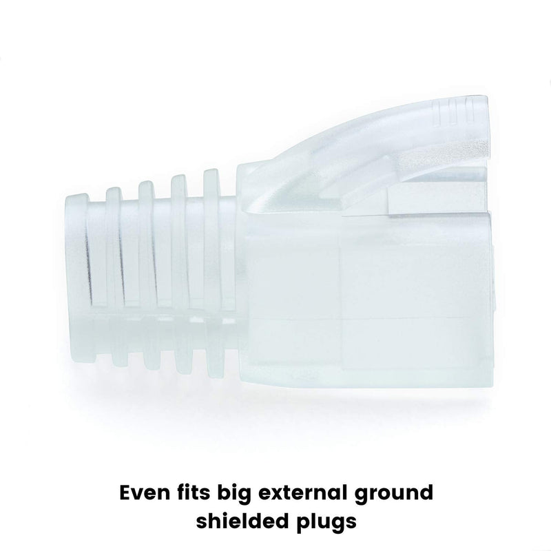 trueCABLE RJ45 Strain Relief Boots, 7.0mm Slip-On PVC Plug Cover, Transparent, 100 Pieces 100pc 7.00mm - Small