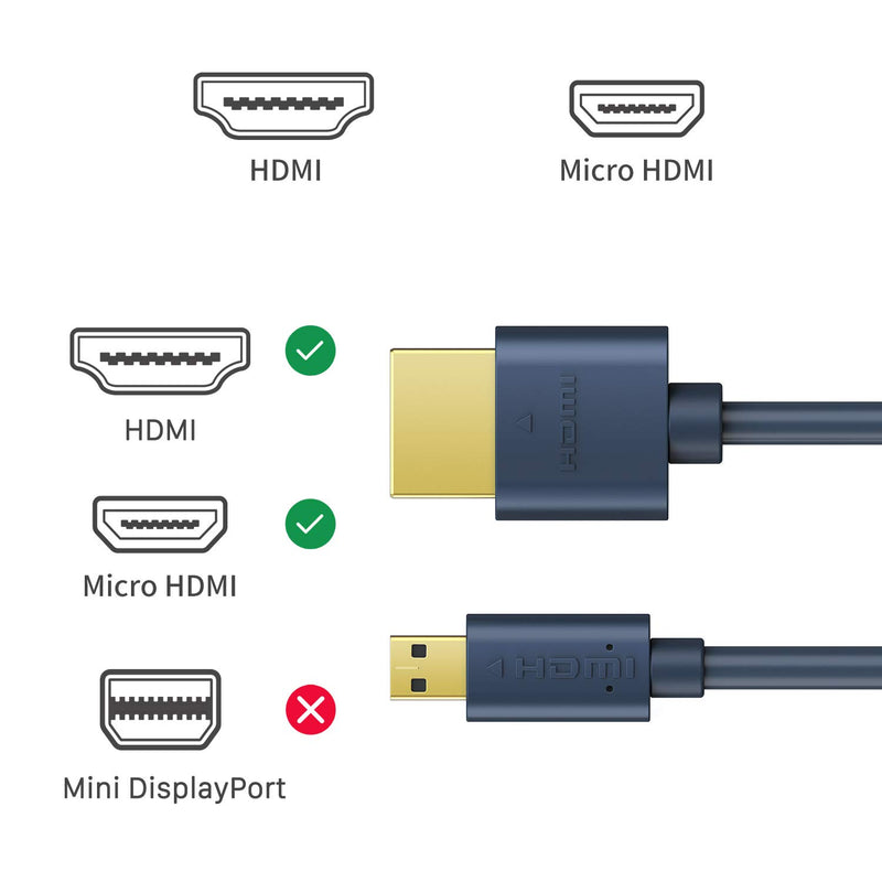 Micro HDMI to HDMI Cable, Cabletime High Speed 4K 60Hz Male to Male HDR HDMI 2.0 Adapter, Ethernet Audio Return Compatible for GoPro Hero 7 Black 6 Hero 5, Camera, ASUS Zenbook Laptop 6FT 6 Feet/1.8m