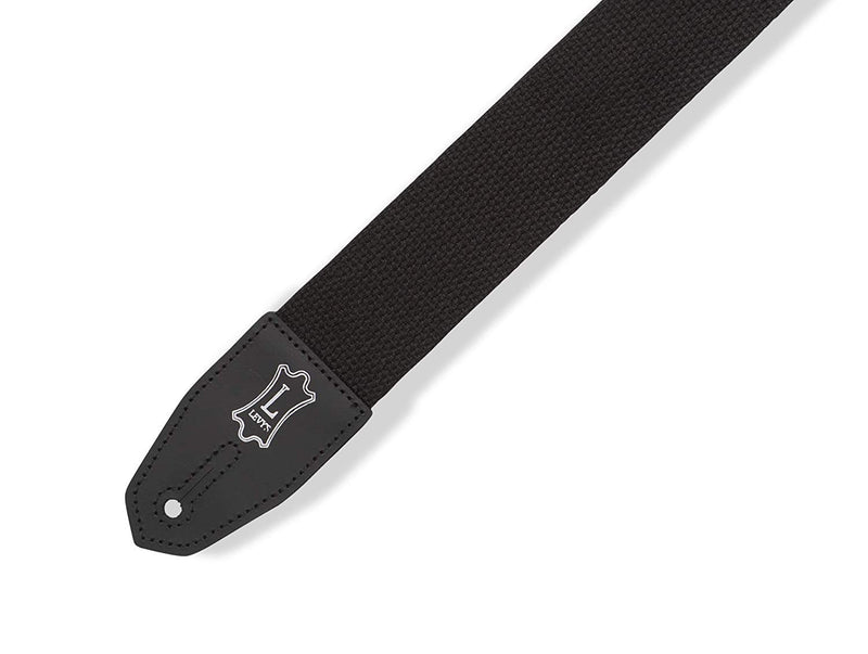 Levy's Leathers Right Height Guitar Strap with RipChord Quick Adjustment Technology; 2" Wide Cotton - Black (MRHC-BLK)