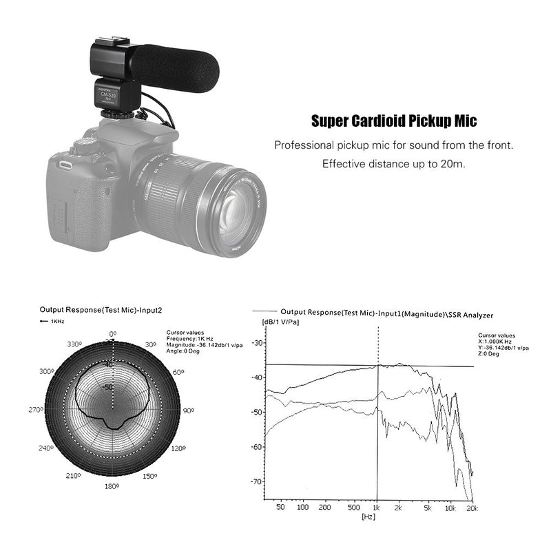 Andoer CM-520 External Microphone Super Cardioid Electret Condenser Mic with Hot Shoe Mount Compatible with Canon Nikon Sony DSLR Digital Video Camera Camcorder